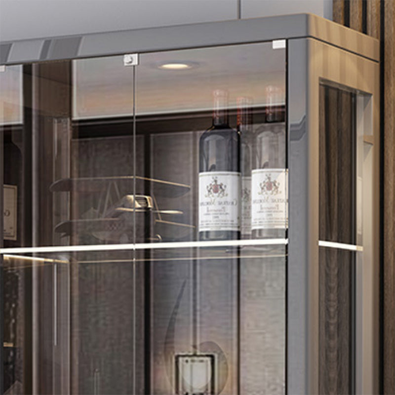 Modern Wood Curio Cabinet Glass Doors Storage Cabinet for Living Room