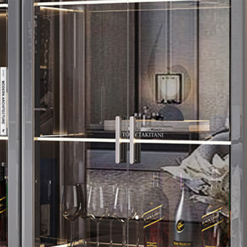 Modern Wood Curio Cabinet Glass Doors Storage Cabinet for Living Room