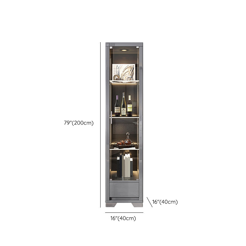 Modern Wood Curio Cabinet Glass Doors Storage Cabinet for Living Room
