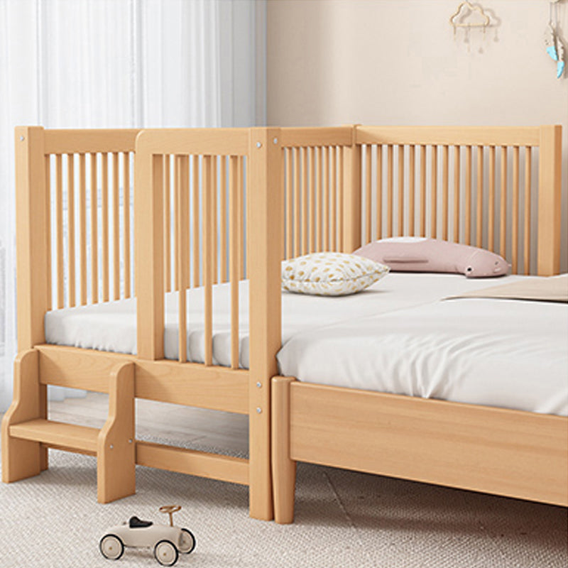 Scandinavian Beech Wood Nursery Bed Natural Nursery Crib with Guardrail
