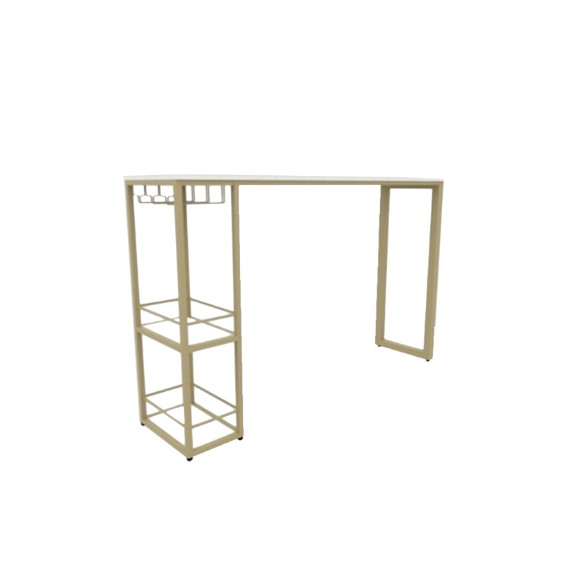 Glam Style Rectangle Bar Table Storable Base for Living Room
