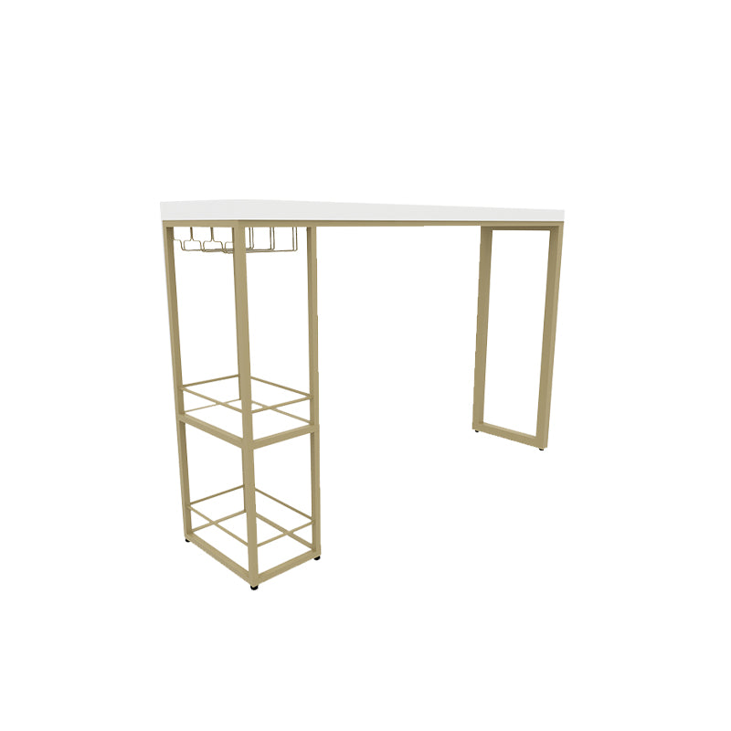 Glam Style Rectangle Bar Table Storable Base for Living Room