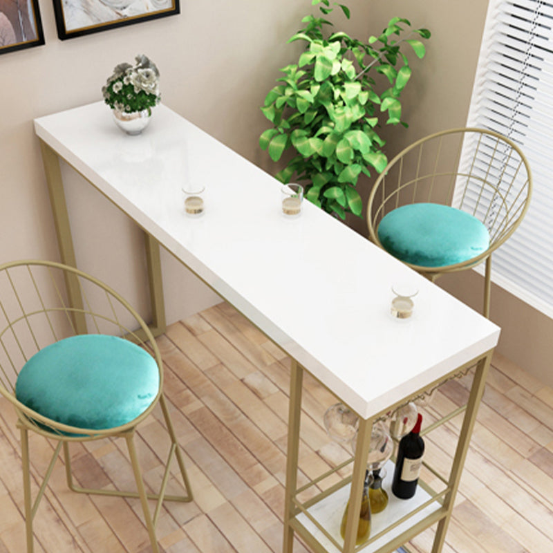 Glam Style Rectangle Bar Table Storable Base for Living Room