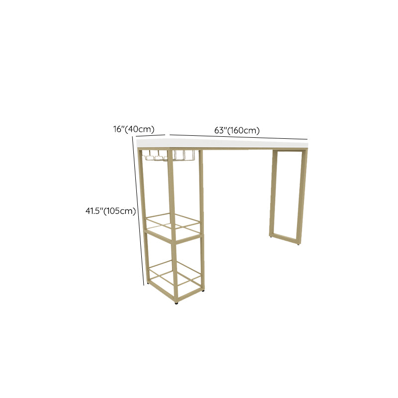 Glam Style Rectangle Bar Table Storable Base for Living Room