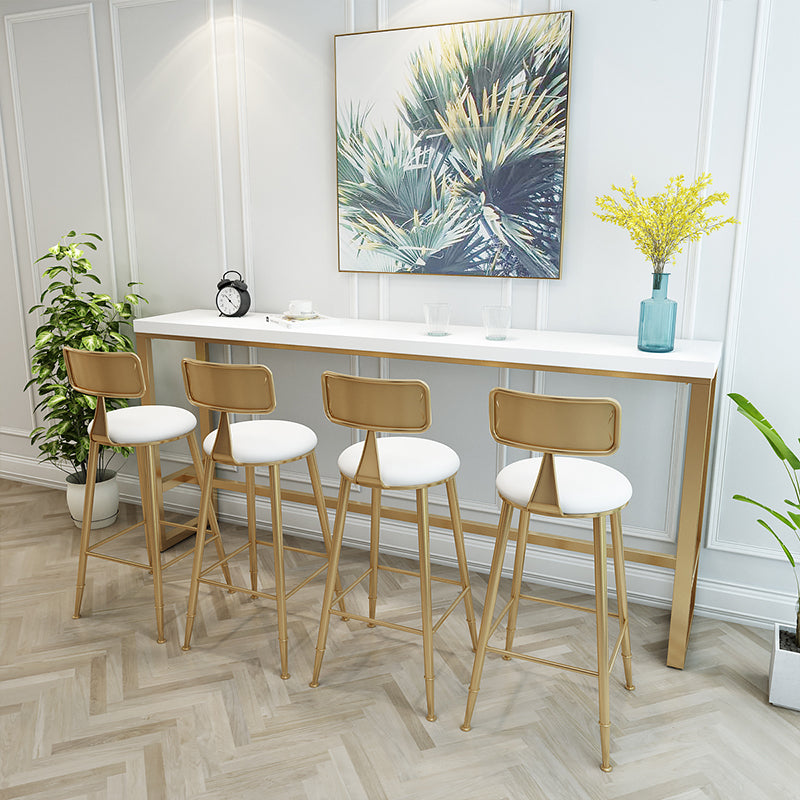 White Bar Table Modern Trestle Base Dining Table for Kitchen