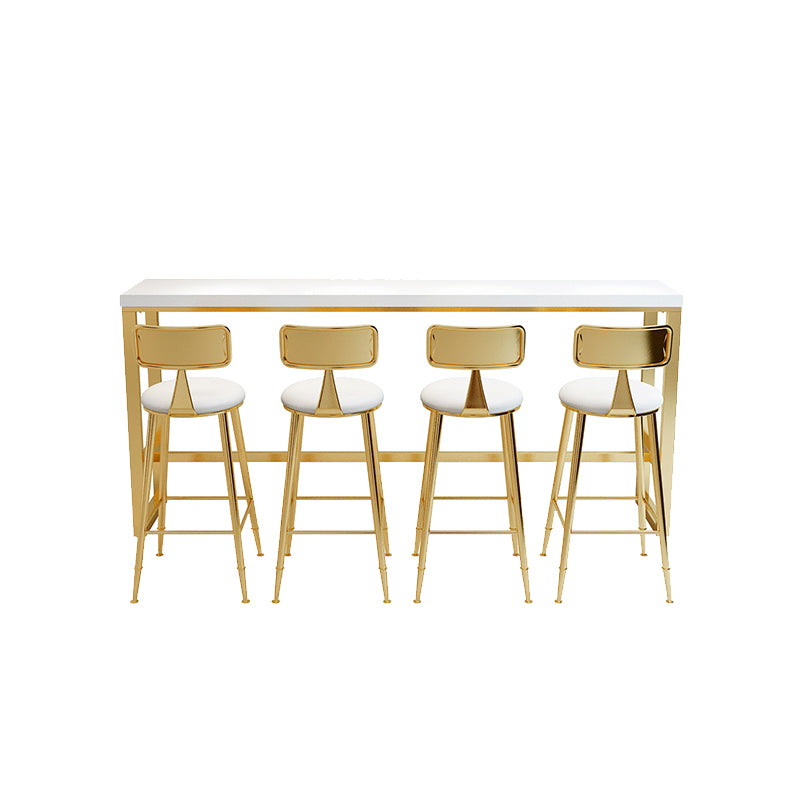 White Bar Table Modern Trestle Base Dining Table for Kitchen