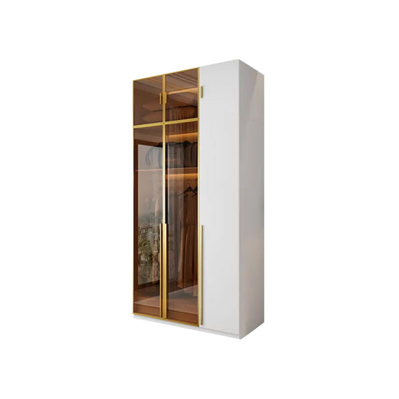 Modern White Wood Frame Wardrobe Armoire Freestanding Wardrobe with Soft Close Drawers