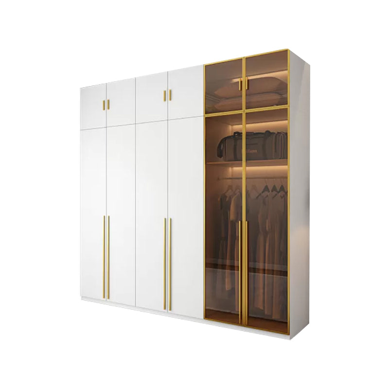 Modern White Wood Frame Wardrobe Armoire Freestanding Wardrobe with Soft Close Drawers