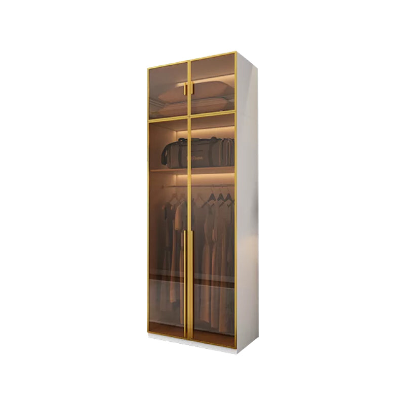 Modern White Wood Frame Wardrobe Armoire Freestanding Wardrobe with Soft Close Drawers