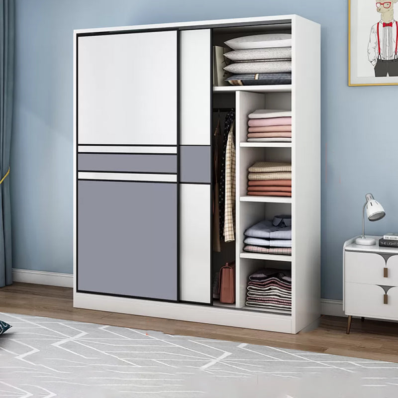 Freestanding Wood Frame Wardrobe Armoire Sliding Soft Close Doors Wardrobe