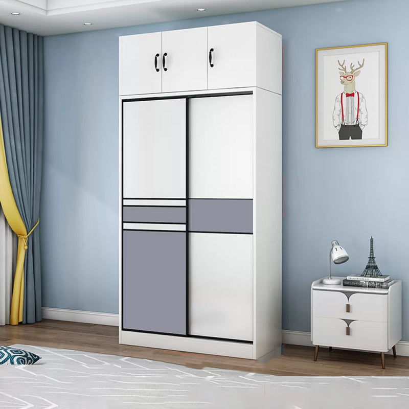 Freestanding Wood Frame Wardrobe Armoire Sliding Soft Close Doors Wardrobe