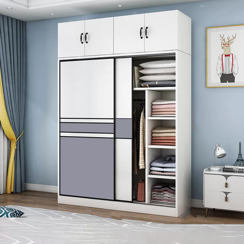 Freestanding Wood Frame Wardrobe Armoire Sliding Soft Close Doors Wardrobe