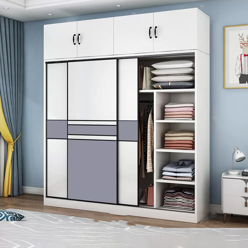 Freestanding Wood Frame Wardrobe Armoire Sliding Soft Close Doors Wardrobe