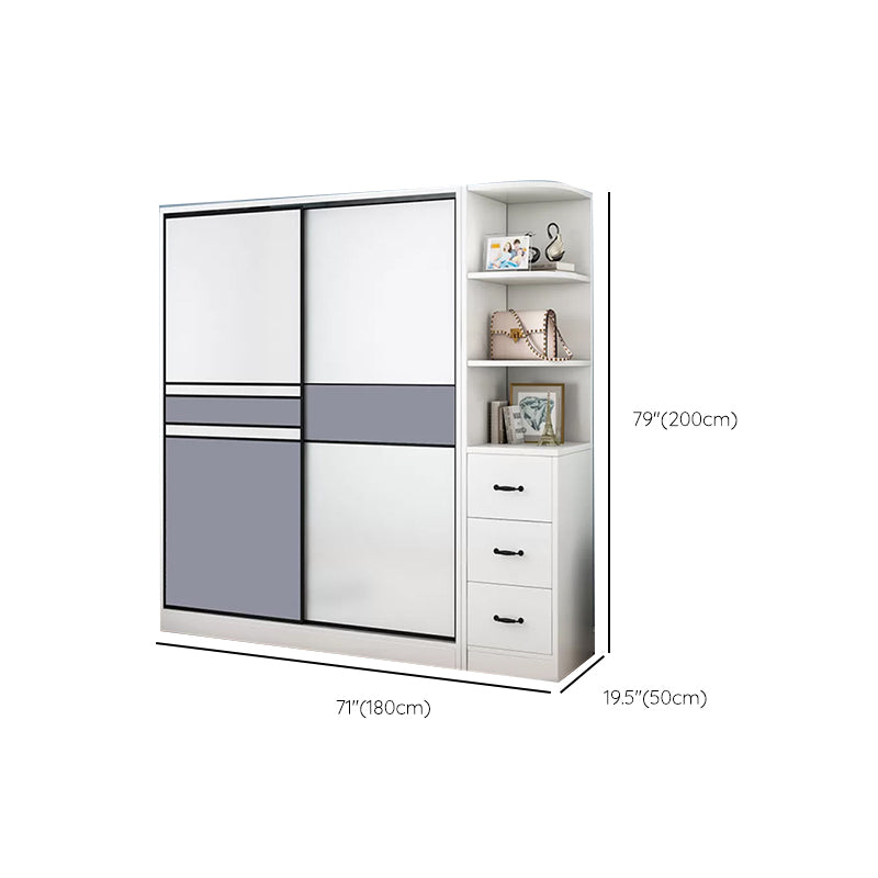 Freestanding Wood Frame Wardrobe Armoire Sliding Soft Close Doors Wardrobe