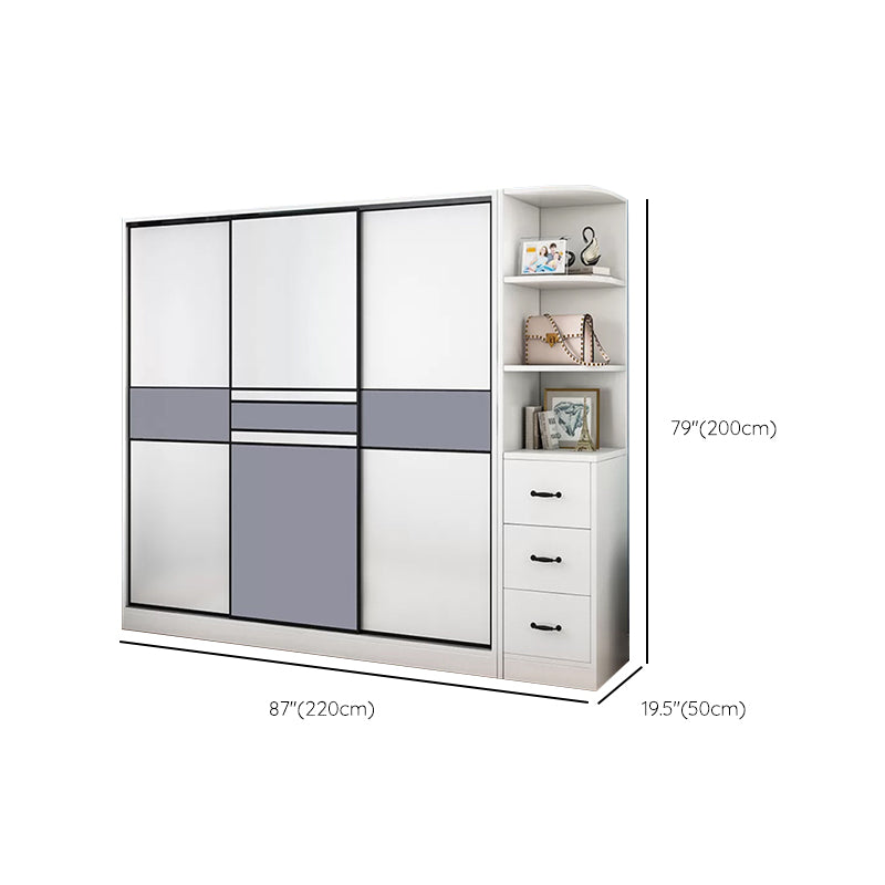 Freestanding Wood Frame Wardrobe Armoire Sliding Soft Close Doors Wardrobe