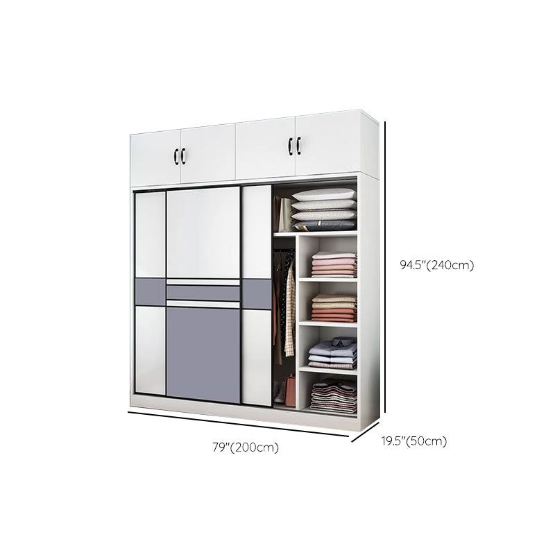 Freestanding Wood Frame Wardrobe Armoire Sliding Soft Close Doors Wardrobe