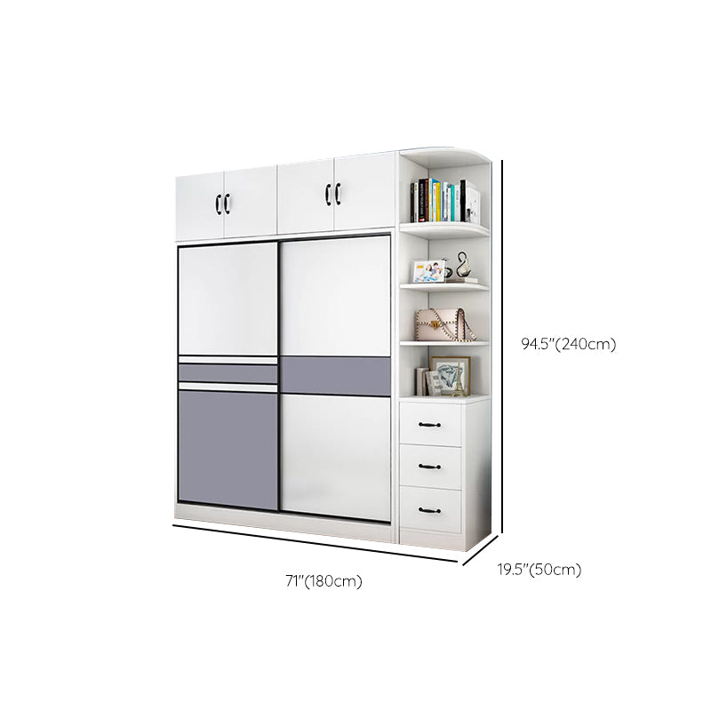Freestanding Wood Frame Wardrobe Armoire Sliding Soft Close Doors Wardrobe