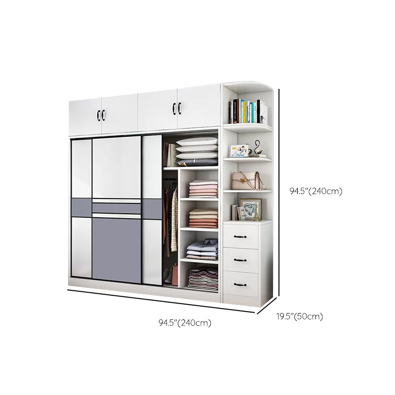 Freestanding Wood Frame Wardrobe Armoire Sliding Soft Close Doors Wardrobe
