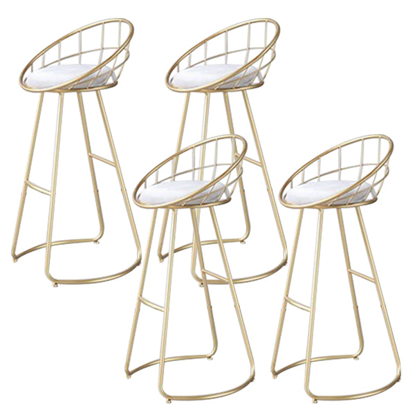 Round Upholstered Dining Stool Low Back Bar Stool with Gold Metal Base