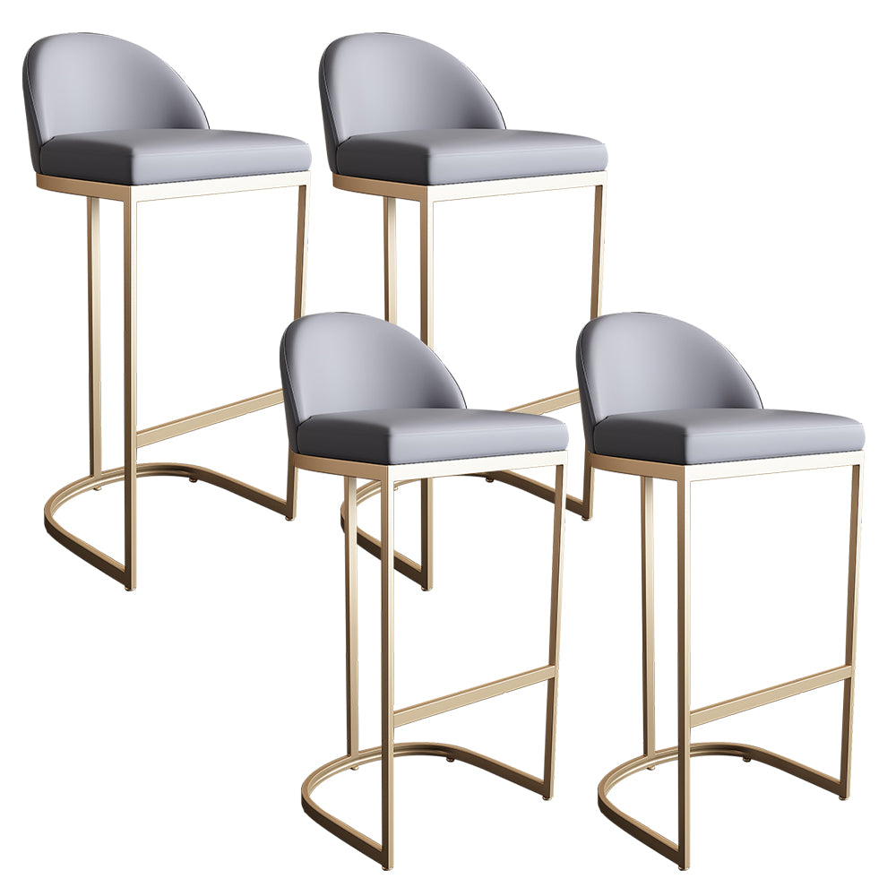 Glam Faux Leather Bar Stools Armless Dining Stools with Metal Base
