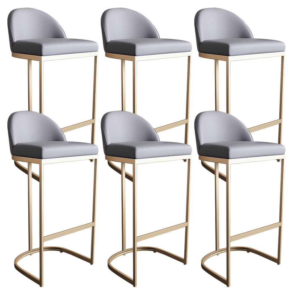 Glam Faux Leather Bar Stools Armless Dining Stools with Metal Base