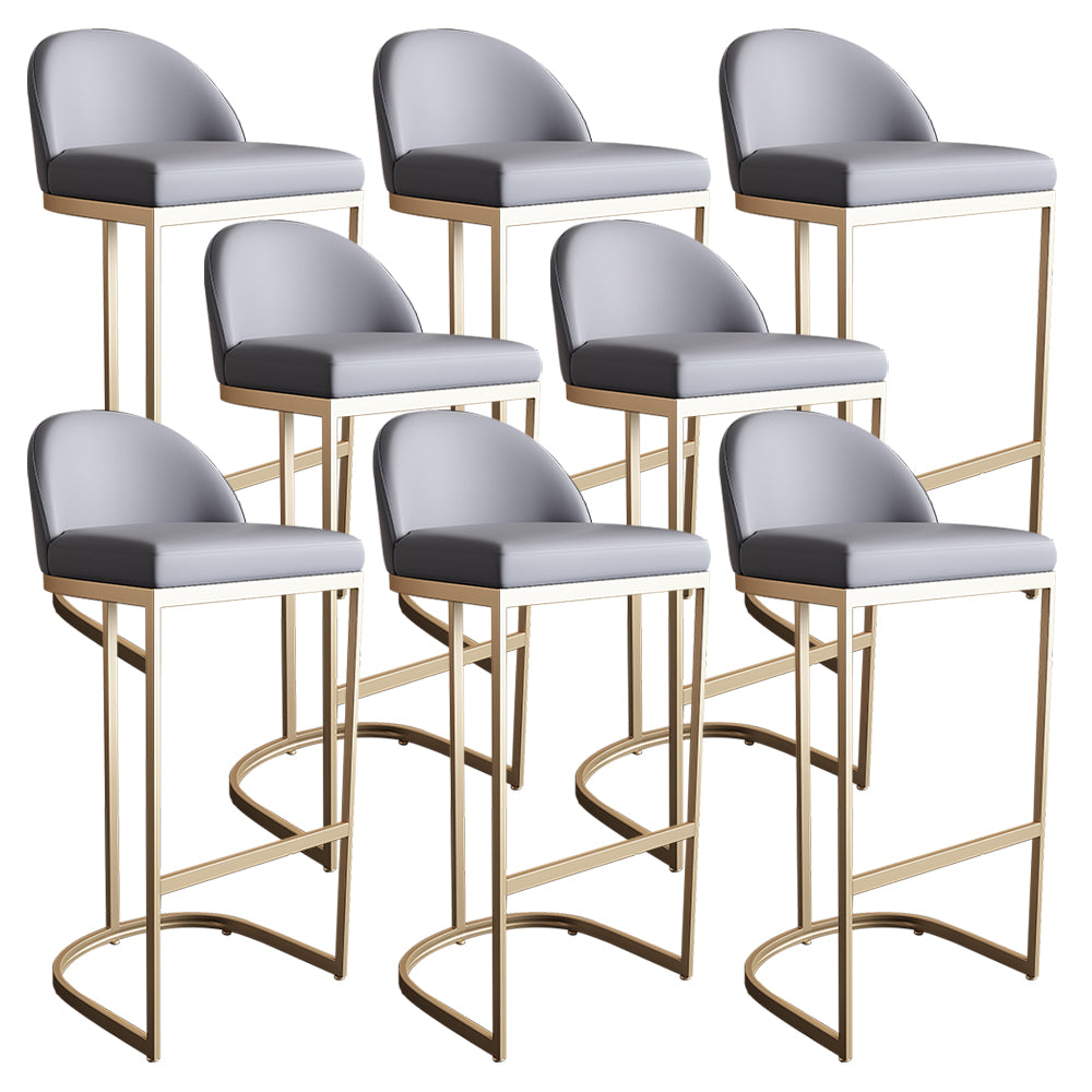 Glam Faux Leather Bar Stools Armless Dining Stools with Metal Base
