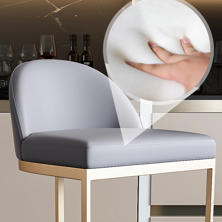 Glam Faux Leather Bar Stools Armless Dining Stools with Metal Base