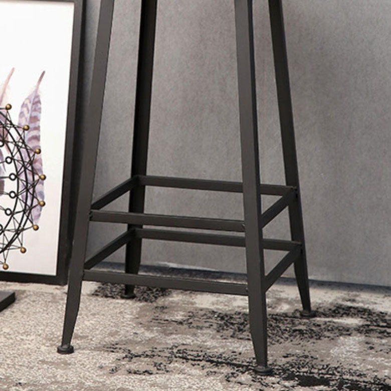 Contemporary Bar Stools Armless Dining Stools with Black Metal Base