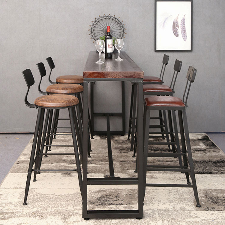 Contemporary Bar Stools Armless Dining Stools with Black Metal Base