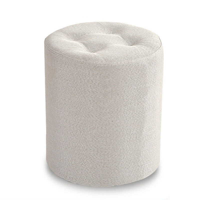 Fabric Cylinder Shape Pouf Pure Color Tufted Contemporary Fade Resistant Pouf