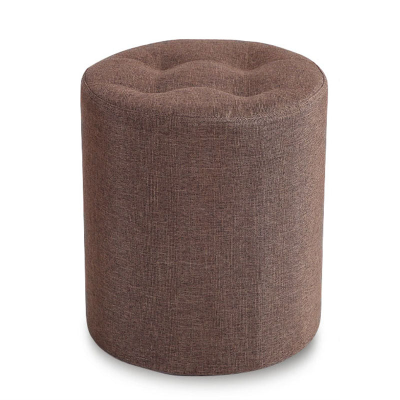 Fabric Cylinder Shape Pouf Pure Color Tufted Contemporary Fade Resistant Pouf