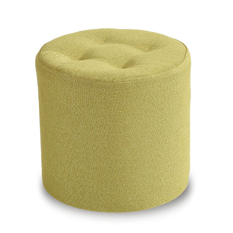 Fabric Cylinder Shape Pouf Pure Color Tufted Contemporary Fade Resistant Pouf