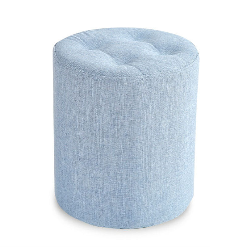 Fabric Cylinder Shape Pouf Pure Color Tufted Contemporary Fade Resistant Pouf