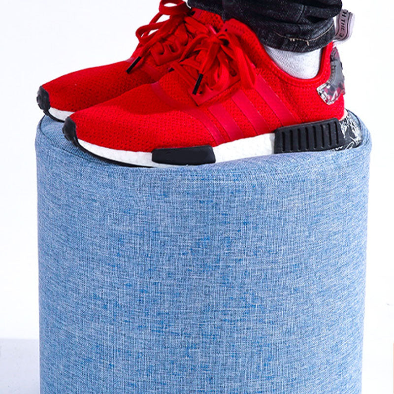 Fabric Cylinder Shape Pouf Pure Color Tufted Contemporary Fade Resistant Pouf