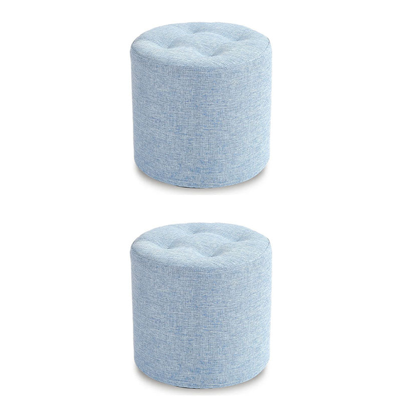 Fabric Cylinder Shape Pouf Pure Color Tufted Contemporary Fade Resistant Pouf