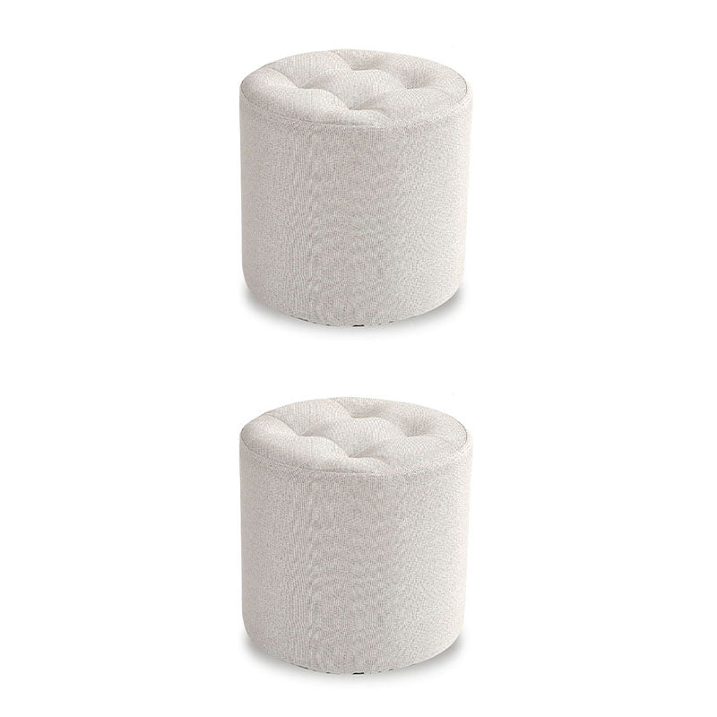 Fabric Cylinder Shape Pouf Pure Color Tufted Contemporary Fade Resistant Pouf