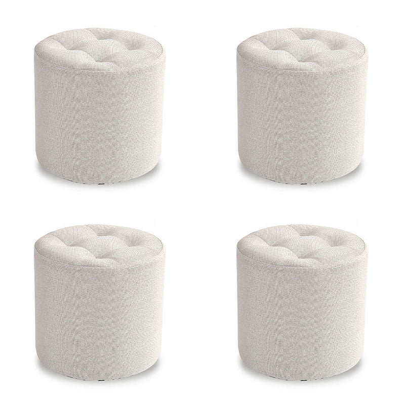 Fabric Cylinder Shape Pouf Pure Color Tufted Contemporary Fade Resistant Pouf