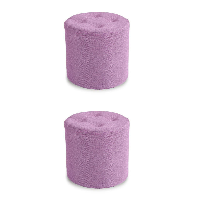 Fabric Cylinder Shape Pouf Pure Color Tufted Contemporary Fade Resistant Pouf