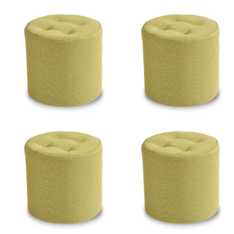 Fabric Cylinder Shape Pouf Pure Color Tufted Contemporary Fade Resistant Pouf