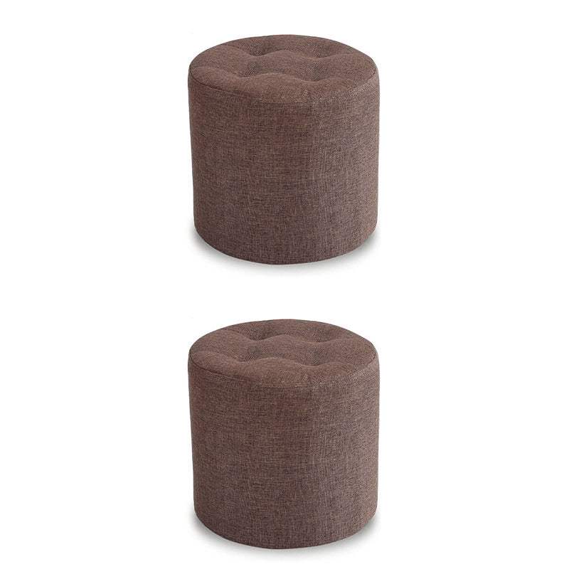 Fabric Cylinder Shape Pouf Pure Color Tufted Contemporary Fade Resistant Pouf