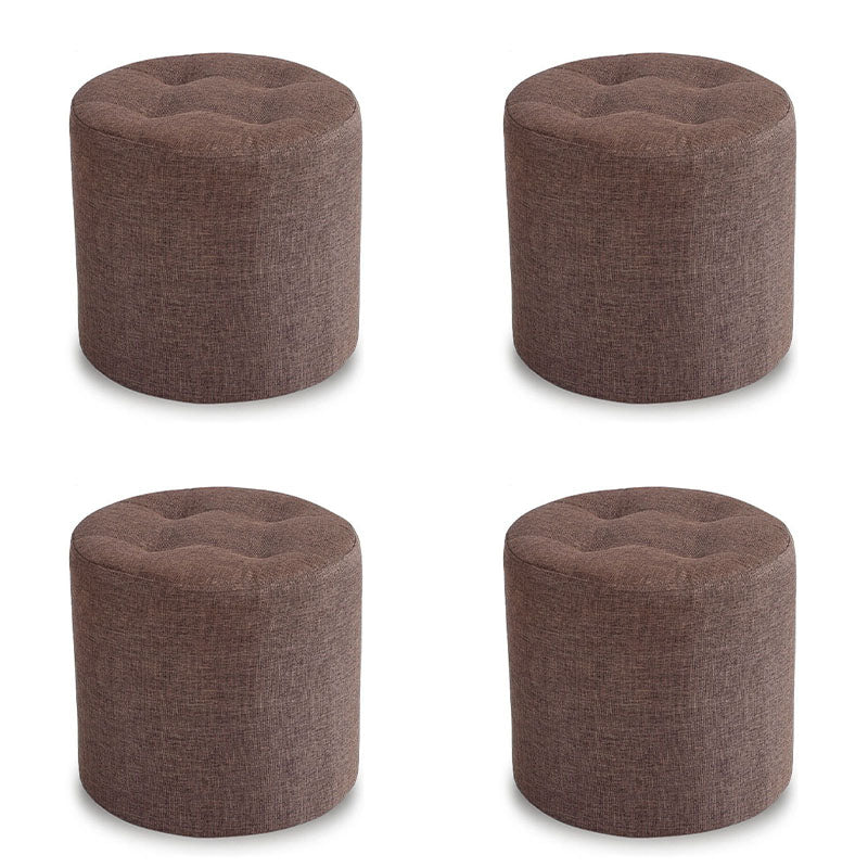 Fabric Cylinder Shape Pouf Pure Color Tufted Contemporary Fade Resistant Pouf