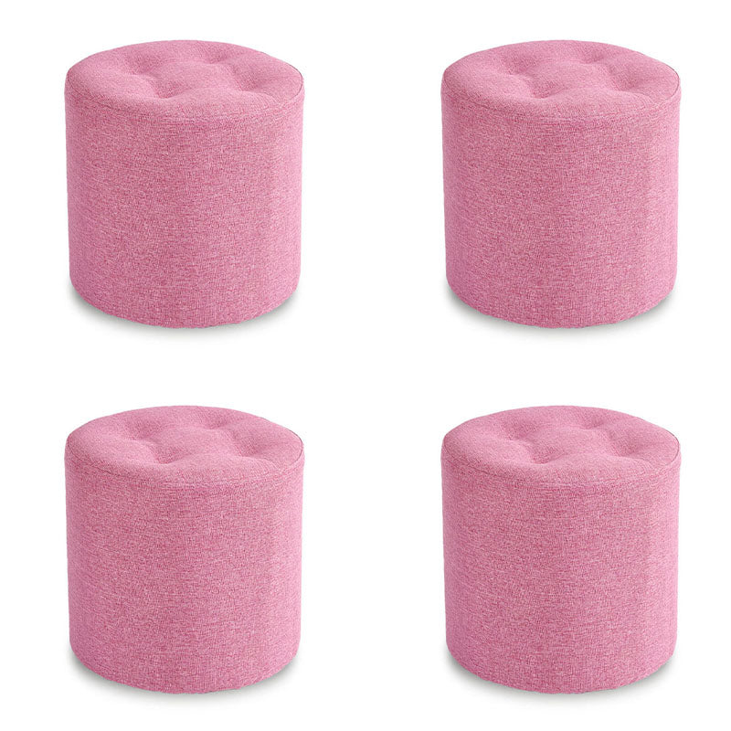 Fabric Cylinder Shape Pouf Pure Color Tufted Contemporary Fade Resistant Pouf