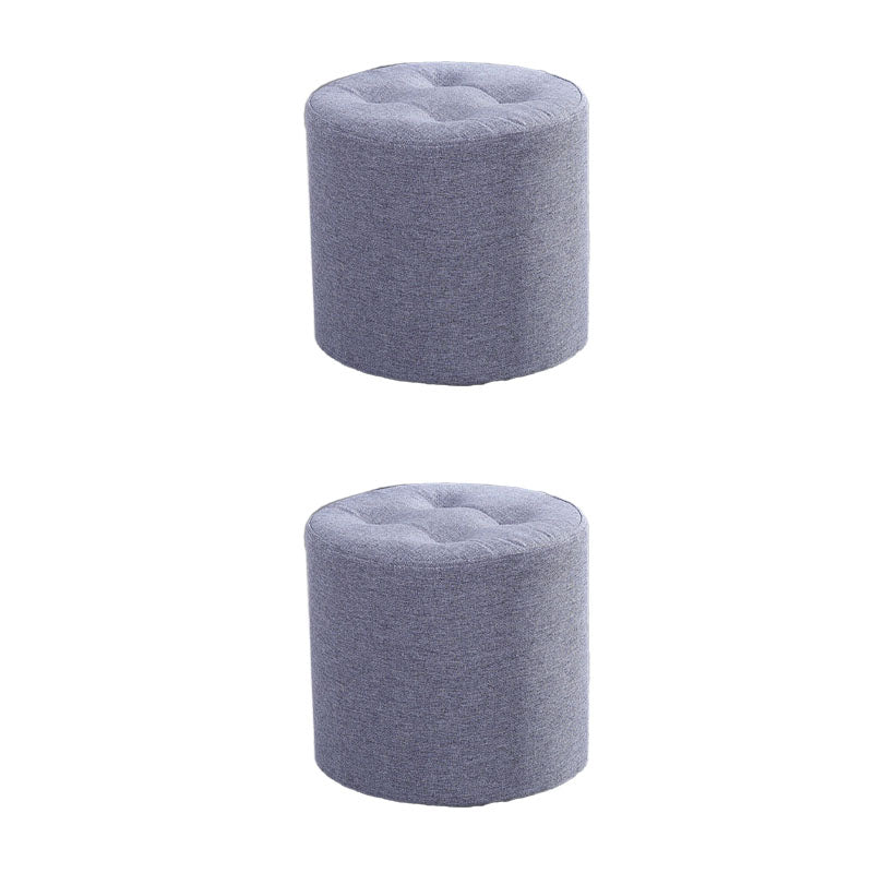Fabric Cylinder Shape Pouf Pure Color Tufted Contemporary Fade Resistant Pouf