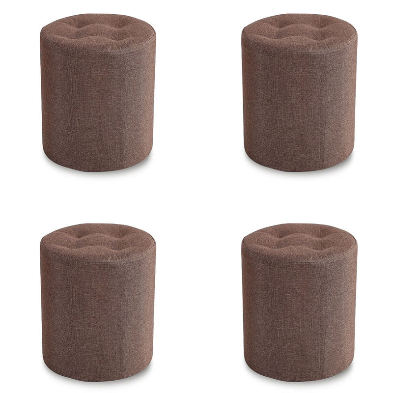 Fabric Cylinder Shape Pouf Pure Color Tufted Contemporary Fade Resistant Pouf