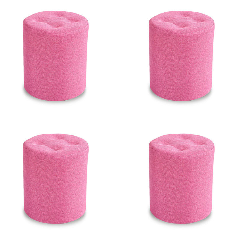 Fabric Cylinder Shape Pouf Pure Color Tufted Contemporary Fade Resistant Pouf