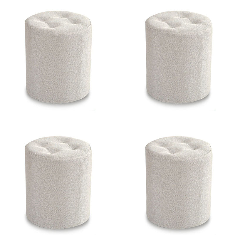 Fabric Cylinder Shape Pouf Pure Color Tufted Contemporary Fade Resistant Pouf