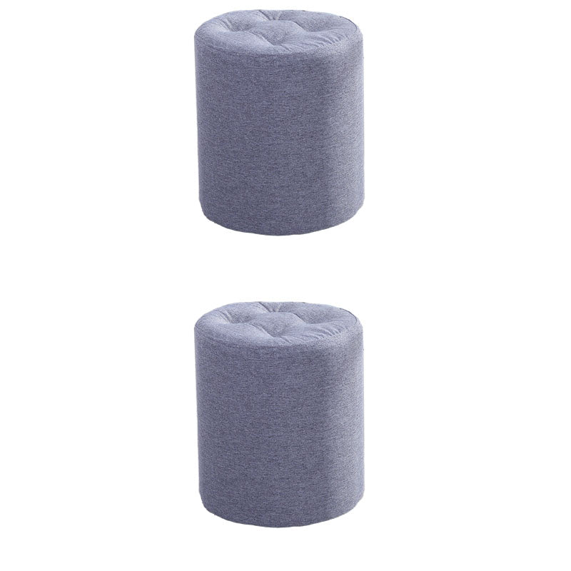 Fabric Cylinder Shape Pouf Pure Color Tufted Contemporary Fade Resistant Pouf