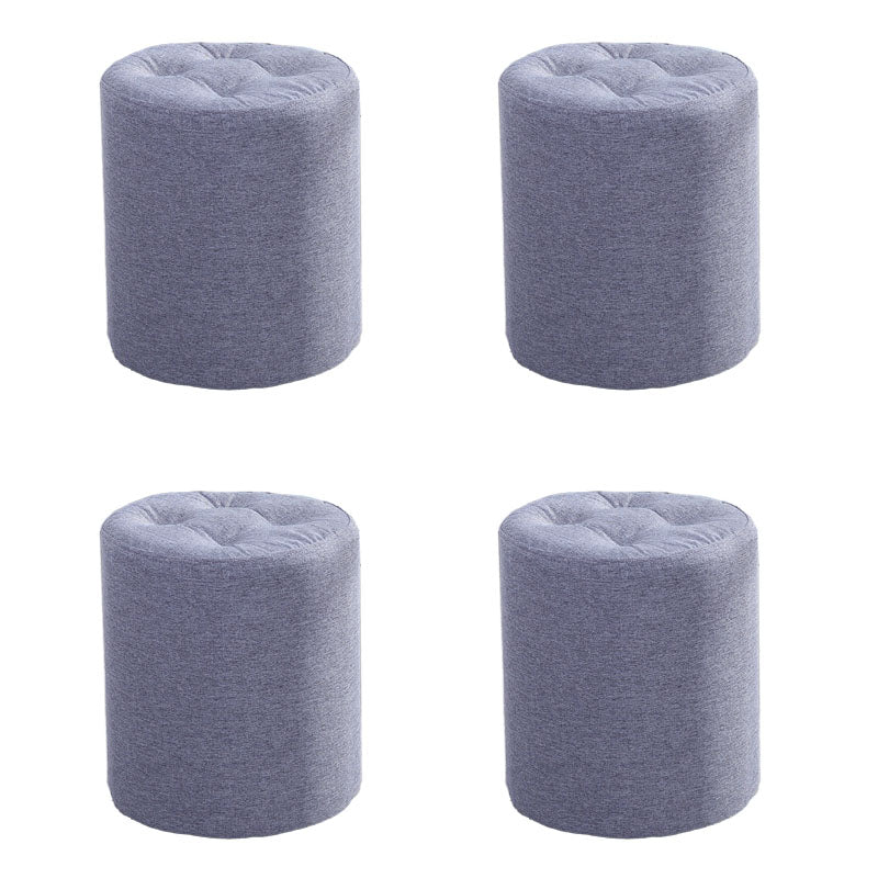 Fabric Cylinder Shape Pouf Pure Color Tufted Contemporary Fade Resistant Pouf