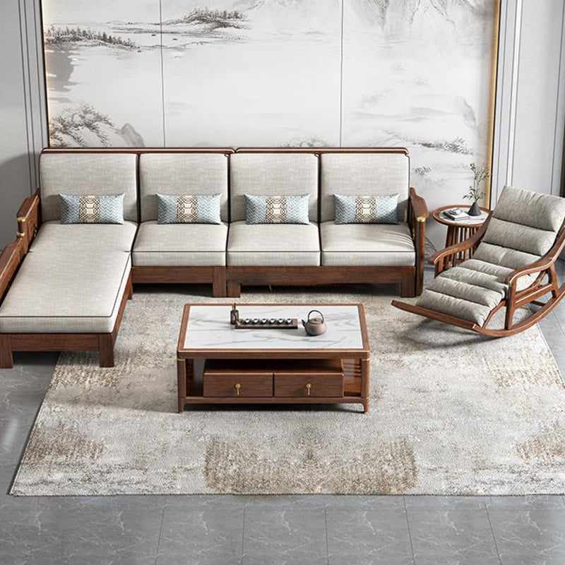 Mid Century Modern Sofa Rocking Chair Indoor Wooden Rocking Chair with Cushion