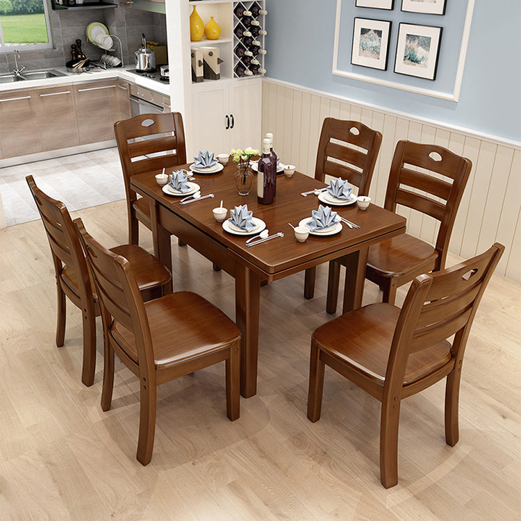 Modern Style Solid Wood Furniture 5/7 Pcs Rectangle Dinette Table with Armless Chair
